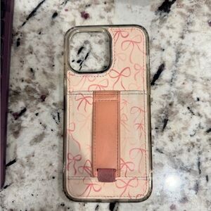 Elegant Pink Bow Phone Case with Stand